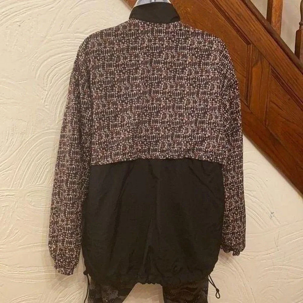 Nike‎ Windbreaker Jacket Women Black Brown Geometric Vintage 90s Full Zip Medium
